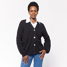 "As Is" MarlaWynne SoftSPUN Herringbone Long Sleeve V-Neck Cardigan