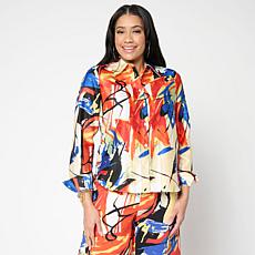 "As Is" Megan Renee Hammered Satin Buttoned Down Top