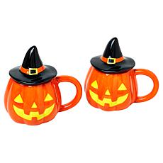 "As Is" Mr. Halloween 18 oz. Pumpkin Mugs Set of 2 