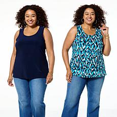 "As Is" Nina Leonard 2-pack Scoop Neck Tank Top
