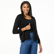 "As Is" Nina Leonard 3/4-Sleeve Sweater Knit Bolero