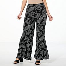 "As Is" Nina Leonard Angled Flounce Hem Wide Leg Pant