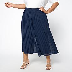 "As Is" Nina Leonard Elastic Waist Pleated Printed Chiffon Culotte ...