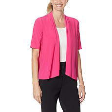 "As Is" Nina Leonard Elbow-Sleeve Drape-Front Bolero