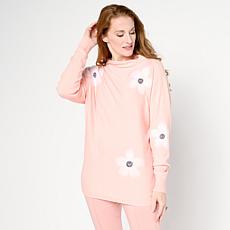 "As Is" Nina Leonard Funnel Neck Applique Sweater Top