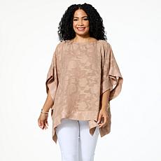 "As Is" Nina Leonard Jacquard Chiffon Kimono Top with Tank Lining