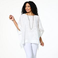 "As Is" Nina Leonard Jacquard Chiffon Kimono Top with Tank Lining