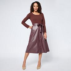 "As Is" Nina Leonard Jewel Neck Long-Sleeve A-Line Dress