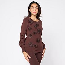 "As Is" Nina Leonard Long Balloon Sleeve Round Neck Sweater Top