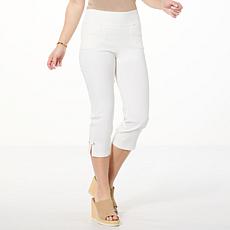 "As Is" Nina Leonard Millennium Crop Pant with Crystal Button Detail