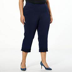"As Is" Nina Leonard Millennium Crop Pant with Fringe Hem