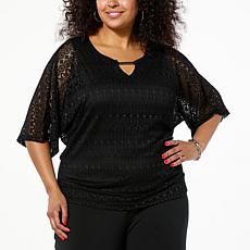 "As Is" Nina Leonard Novelty Knit Dolman Top