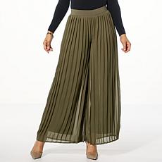 "As Is" Nina Leonard Pleated Chiffon Palazzo Pant