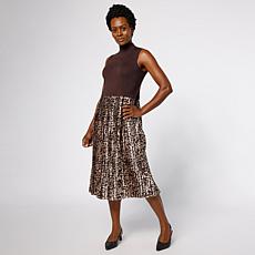 "As Is" Nina Leonard Ribbed Knit Sleeveless Mock-Neck Midi Dress