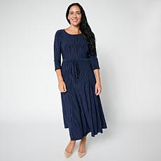 "As Is" Nina Leonard Syliva 3/4-Sleeve Belted Dress