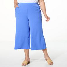 "As Is" Nina Leonard Textured Wave Culotte Pant with Pockets