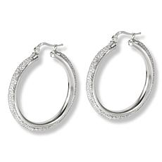 "As Is" Nomination Italy Goldtone Mesh and Crystal Large Hoop Earrings