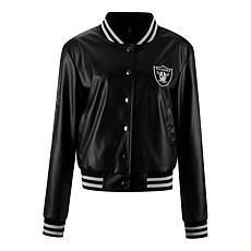 "As Is" Officially Licensed NFL Sequin Logo Faux Leather Bomber Jac...