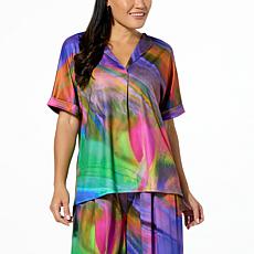 "As Is" othrwis by Alana Kay V-Neck Short-Sleeve Collared Top