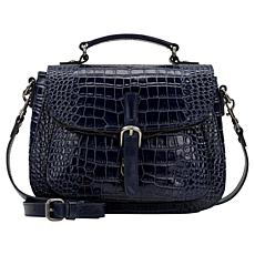 "As Is" Patricia Nash Faella Croco Leather Saddle Bag
