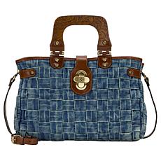 "As Is" Patricia Nash Sansia Woven Straw Satchel - Denim