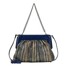 "As Is" Patricia Nash Zelia Sequin Fabric & Leather Frame Clutch