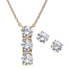 "As Is" Radiance by Absolute™ 3-Stone Pendant & Solitaire Earrings Set
