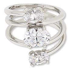 "As Is" Radiance by Absolute™ Platinum-Plated Wrap Three-Stone Ring