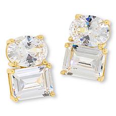 "As Is" Radiance by Absolute™ Toi et Moi Goldtone Mxd Cut Stud Earrngs