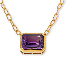 "As Is" Rarities 18" Gold-Plated Oval Link Octagonal Gemstone Necklace