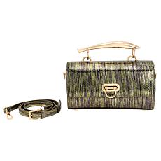 "As Is" Sharif Legacy 100% Leather Metallic Python Top Handle Purse