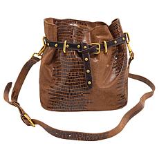 "As Is" Sharif Legacy 100% Leather Printed Lizard Bucket Bag