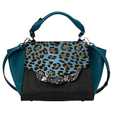 "As Is" Sharif Legacy Haircalf and Epi Leather Engraved Leaf Satchel