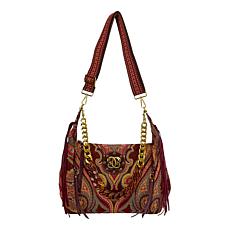 "As Is" Sharif Legacy Parisian Tapestry and Leather Hobo