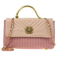 "As Is" Sharif Legacy Serpent Handle Quilted Leather Crossbody 