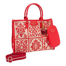 "As Is" Sharif Legacy Sicilian Tile Embroidered 4-Piece Tote Set