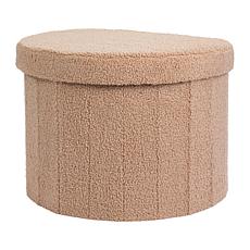 "As Is" South Street Loft Faux Teddy Fur Half-Moon Storage Ottoman 