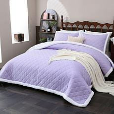 "As Is" South Street Loft Sherpa Trimmed Quilt Set