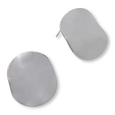 "As Is" Stately Steel Stainless Steel Wavy Button Stud Earrings