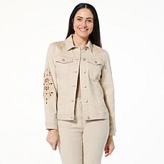 As Is Tower Hill by Christie Brinkley Eyelet Embroidered Denim Jacket