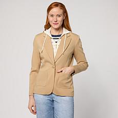 "As Is" TWRHLL by Christie Brinkley Crochet Zip-Out Dickey Blazer