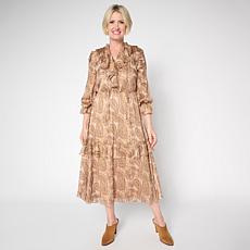 "As Is" TWRHLL by Christie Brinkley Ruffled Chiffon Midi Dress