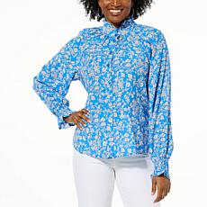 "As Is" TWRHLL by Christie Brinkley Smocked Blouse