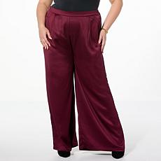 "As Is" TWRHLL by Christie Brinkley Soft Satin Pleated Pant