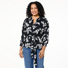 "As Is" TWRHLL by Christie Brinkley Tie-Waist Blouse