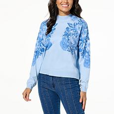 "As Is" TWRHLL by Christie Brinkley Vintage Floral Print Mock-Neck ...