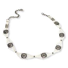 "As Is" Vince Camuto Leather Cord Laced Resin Stone Concho Belt