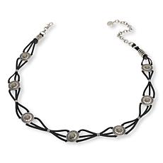 "As Is" Vince Camuto Leather Cord Laced Resin Stone Concho Belt