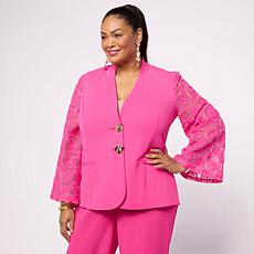 "As Is" Vivica A. Fox Collection Blazer with Lace Sleeves