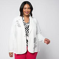 "As Is" Vivica A. Fox Collection Luxe Knit Embellished Blazer 